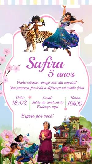 Convite de Aniversário Encanto com Personagens para Editar