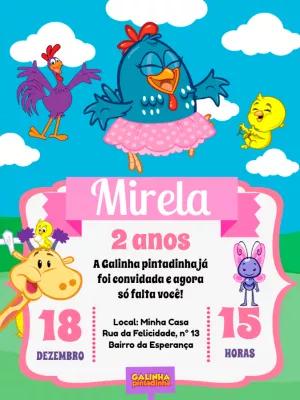 Convite Aniversário Galinha Pintadinha para Editar Online