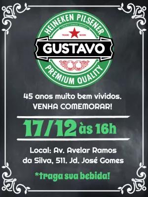 Convite Aniversário Tema Cerveja Heineken para Editar Online