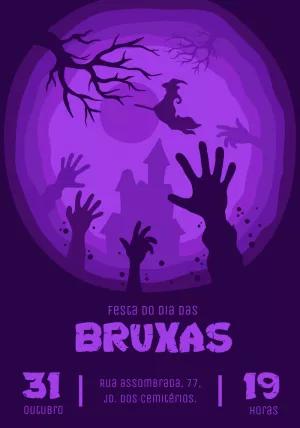 Convite de Dia das Bruxas Assustador para Editar Online
