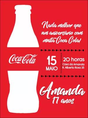 Convite de Aniversário Coca Cola para Editar Online