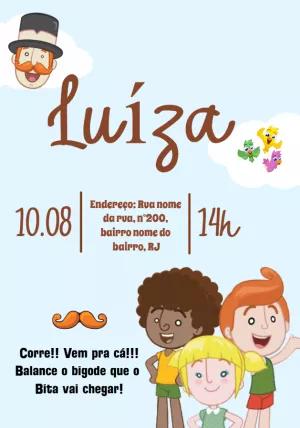 Convite de Aniversário Mundo Bita Editável com Personagens