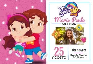 Convite Aniversário Maria Clara e JP com Foto para Editar Online