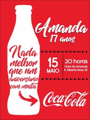 Convite de Aniversário Tema Coca-Cola para Editar Online
