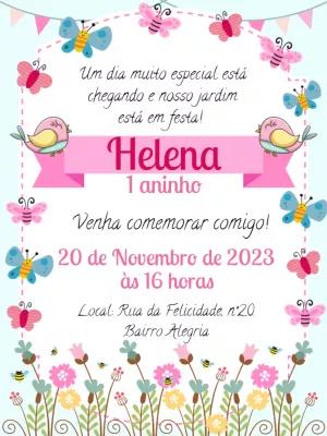 Convite Aniversário Jardim Encantado com Borboletas para Editar