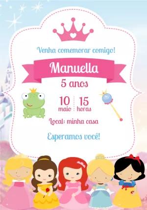 Convite de Aniversário Princesas Toy para Editar Online