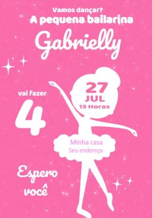Convite Aniversário Bailarina Delicado para Editar Online