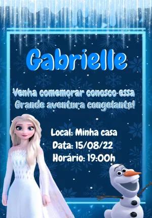 Convite de Aniversário Frozen com Elsa e Olaf para Editar