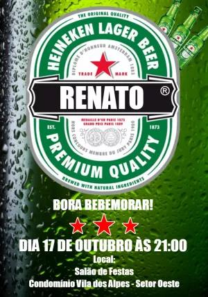 Convite de Aniversário Tema Cerveja Heineken para Editar