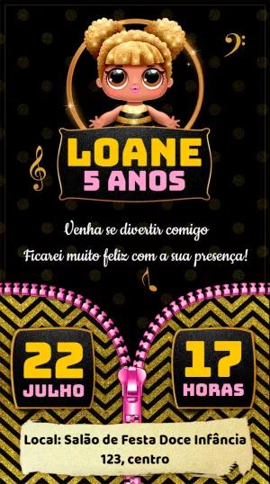 Convite Aniversário Lol Surprise Queen Bee para Editar Online