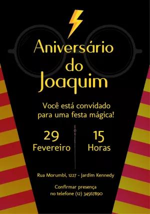 Convite de Aniversário Harry Potter Grifinória para Editar