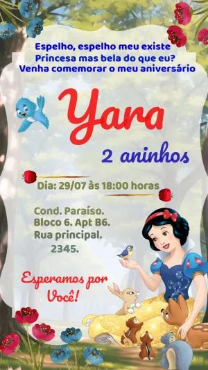 Convite Aniversário Branca de Neve para Editar Online