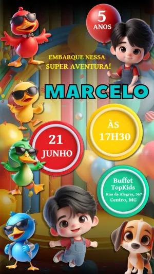 Convite de Aniversário Bento e Totó e sua Turma para Editar