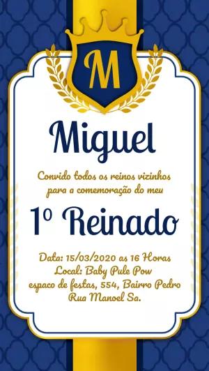 Convite Aniversário Realeza Príncipe Azul e Dourado para Editar