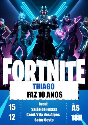 Convite de Aniversário Fortnite com Personagens para Editar