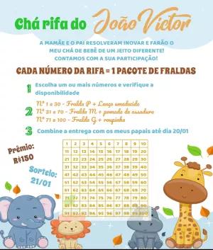 Convite Chá Rifa Safari com Animais para Editar e Imprimir