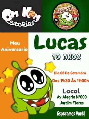 Convite de Aniversário Om Nom Stories para Editar Online