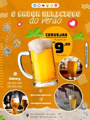 Flyer de Cerveja para Happy Hour de Verão Editável Online
