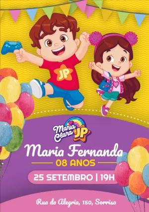Convite de Aniversário Maria Clara e JP para Editar Online