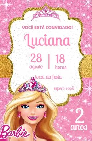 Convite de Aniversário Barbie Princesa para Editar Online