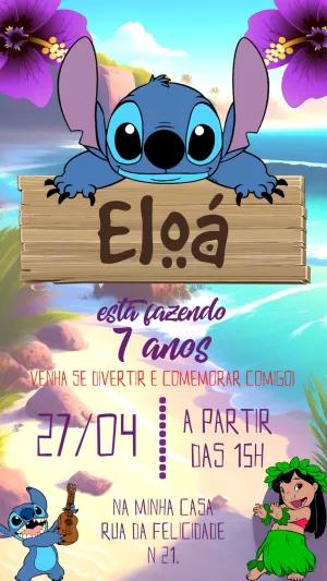 Convite de Aniversário do Stitch para Editar Online