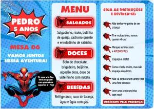 Menu de Mesa Aniversário Homem Aranha para Editar Online
