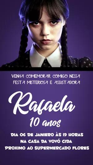 Convite de Aniversário Wandinha Addams para Editar Online