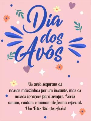Cartão Dia dos Avós com Flores e Corações para Editar