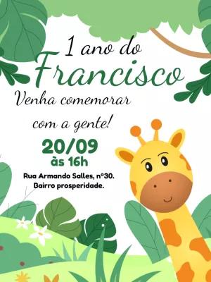 Convite de Aniversário Girafa Infantil para Editar Online