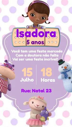 Convite Aniversário Doutora Brinquedos com Personagens para Editar