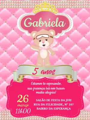 Convite Aniversário Ursinha Princesa para Editar Online