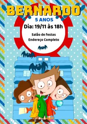 Convite de Aniversário DPA com Personagens para Editar Online