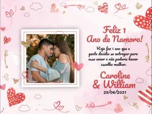 Cartão de Aniversário de Namoro com Foto para Editar Online