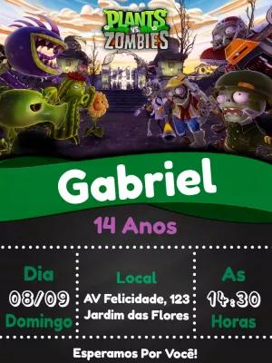 Convite Aniversário Plants vs Zombies para Editar Online