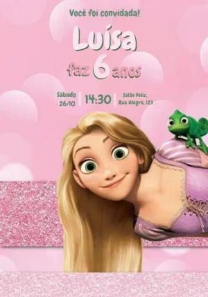 Convite de Aniversário Rapunzel para Editar Online