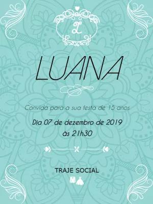 Convite 15 Anos Azul Tiffany com Mandala para Editar Online