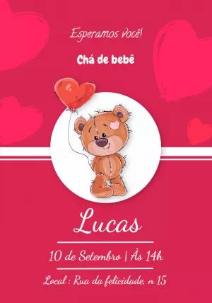 Convite Chá de Bebê Ursinho Fofo para Editar Online
