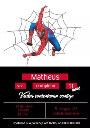 Convite de Aniversário Homem Aranha para Editar Online