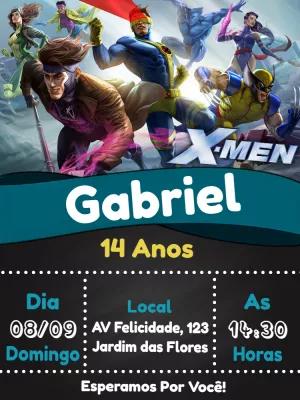 Convite de Aniversário X-Men com Heróis para Editar Online