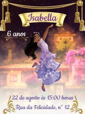 Convite Aniversário Encanto com Isabela para Editar Online