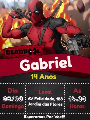 Convite de Aniversário Deadpool para Editar Online