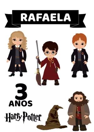 Topo de Bolo Harry Potter com Personagens para Editar Online
