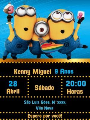 Convite de Aniversário Minions Divertido para Editar Online