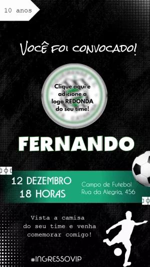 Convite de Aniversário Futebol com Logo do Time para Editar