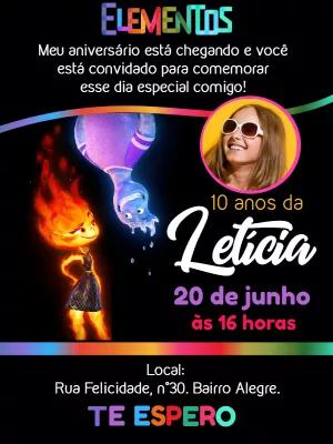 Convite Aniversário Elementos com Foto para Editar Online