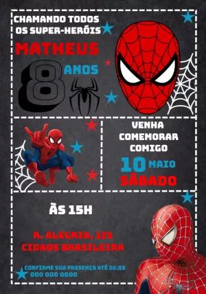 Convite de Aniversário Homem Aranha para Editar Online