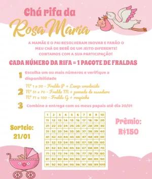Convite Chá Rifa Cegonha Menina para Editar Online