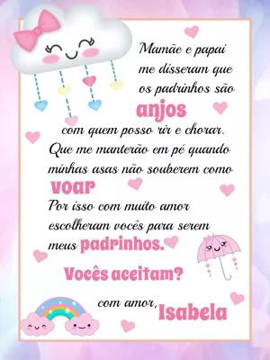 Convite para Padrinhos de Batismo Chuva de Amor para Editar