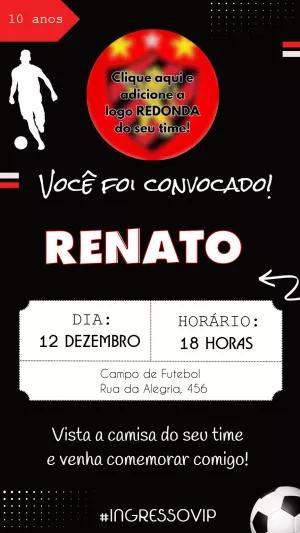 Convite Aniversário Futebol Estilo Ingresso para Editar Online