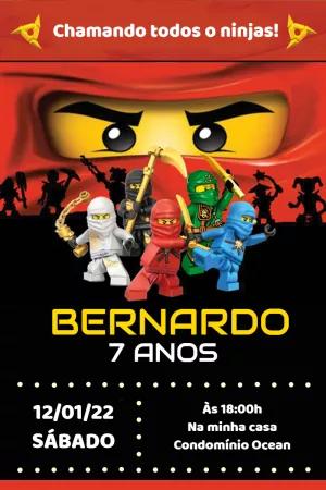 Convite de Aniversário Ninjago com Ninjas para Editar Online